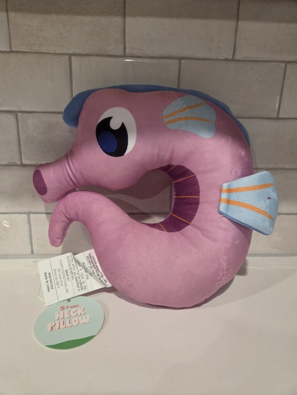 Pink Seahorse Plush Neck Nwt